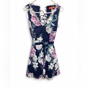 a'gaci Floral Mini Dress - Navy and Pink